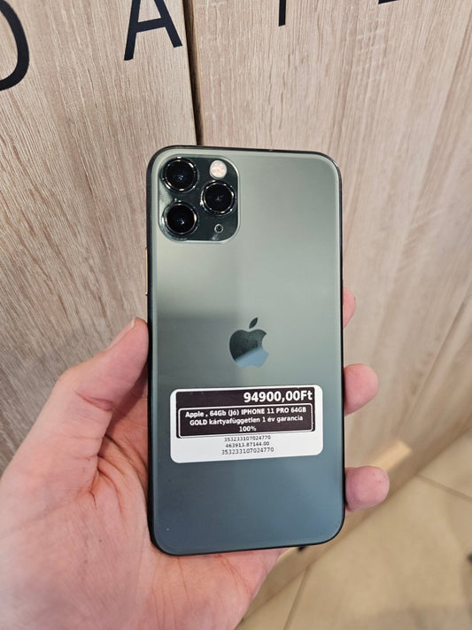Apple , 64Gb (Jó) IPHONE 11 PRO 64GB GOLD kártyafüggetlen 1 év garancia 100% - LCDEAL