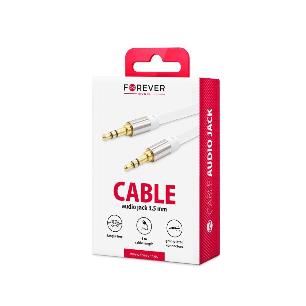 Forever audio cable jack 3,5mm - jack 3,5mm 1,0 m white - LCDEAL