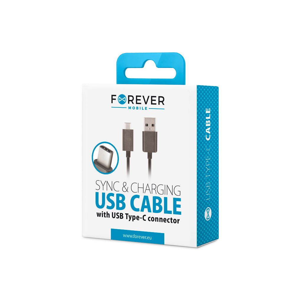 Forever cable USB - USB - C 1,0 m 1A black - LCDEAL