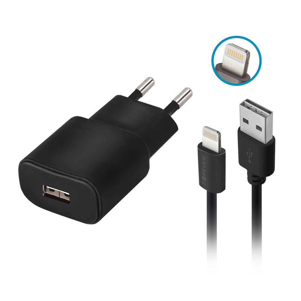 Forever TC - 01 charger 1x USB 2A black + Lightning cable - LCDEAL