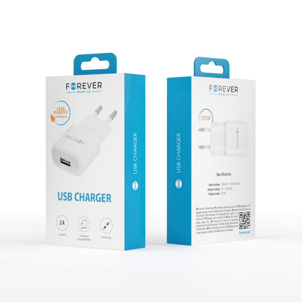 Forever TC - 01 charger 1x USB 2A white - LCDEAL