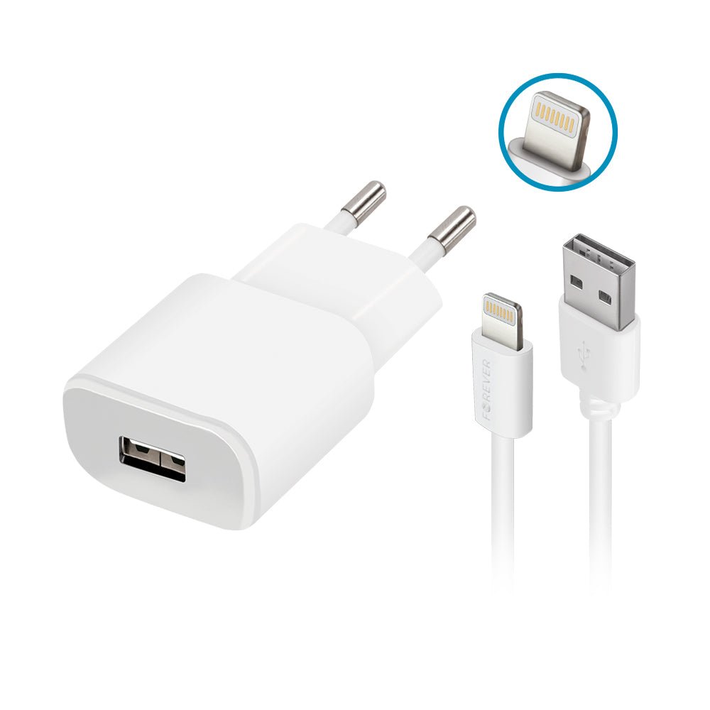Forever TC - 01 charger 1x USB 2A white + Lightning cable - LCDEAL