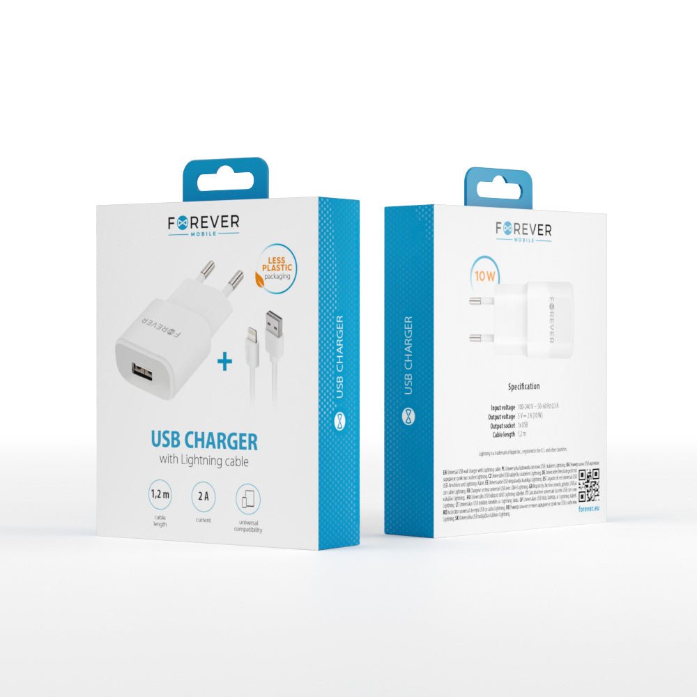 Forever TC - 01 charger 1x USB 2A white + Lightning cable - LCDEAL