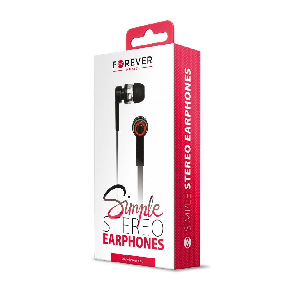Forever wired earphones Simple jack 3,5mm black universal - LCDEAL