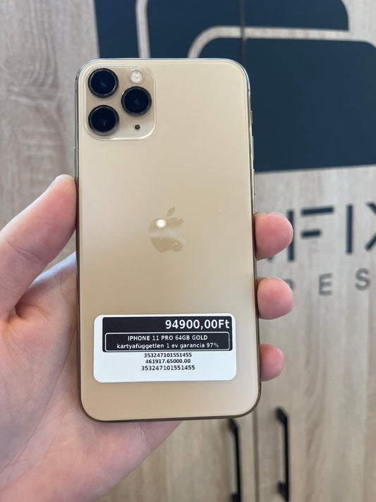 IPHONE 11 PRO 64GB GOLD kártyafüggetlen 1 év garancia 97% - LCDEAL