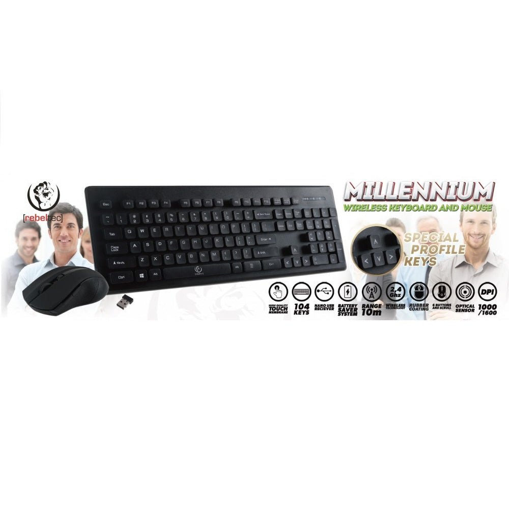 Rebeltec wireless set: keyboard + MILLENIUM mouse - LCDEAL