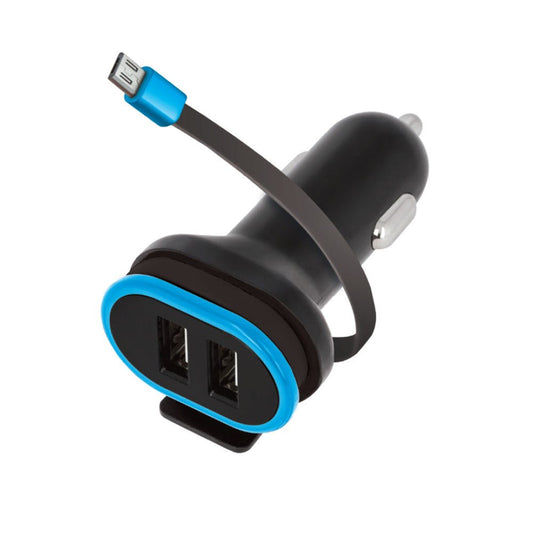 Forever CC - 02 car charger 2x USB 3A black with microUSB cable 0,2 m - LCDEAL