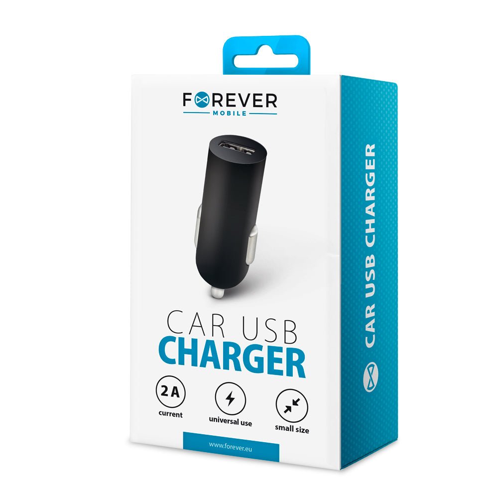 Forever M02 car charger 1x USB 2A black - LCDEAL