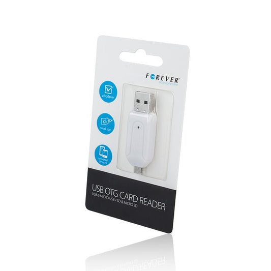 Forever microSD / SD card reader USB + microUSB white OTG - LCDEAL