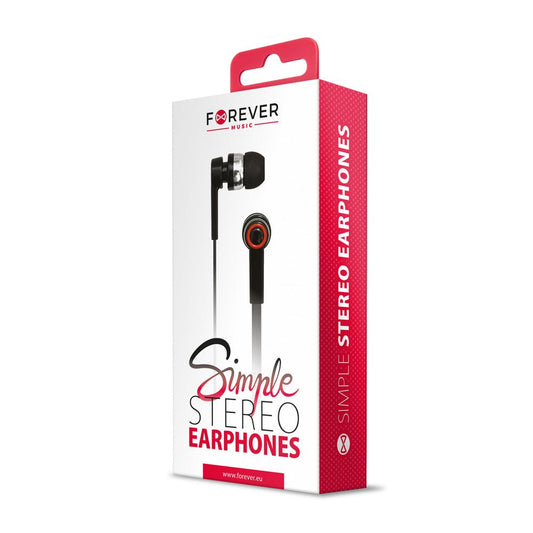 Forever wired earphones Simple jack 3,5mm black universal - LCDEAL