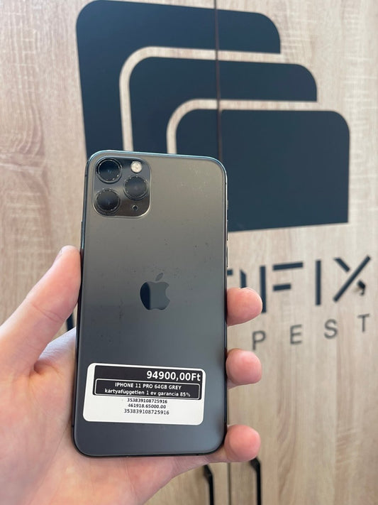 IPHONE 11 PRO 64GB GREY kártyafüggetlen 1 év garancia 85% - LCDEAL
