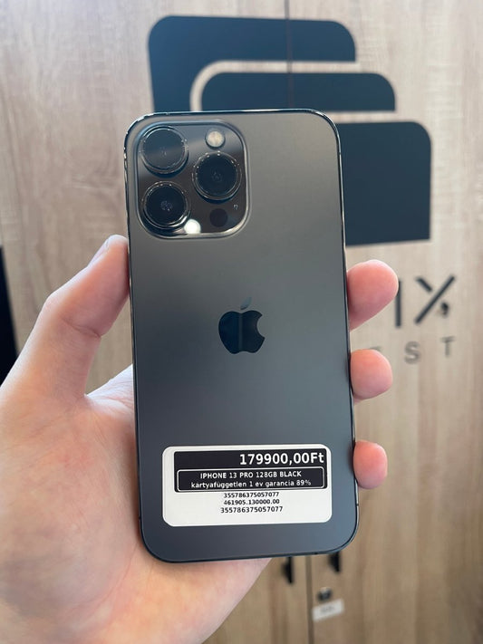 IPHONE 13 PRO 128GB BLACK kártyafüggetlen 1 év garancia 89% - LCDEAL