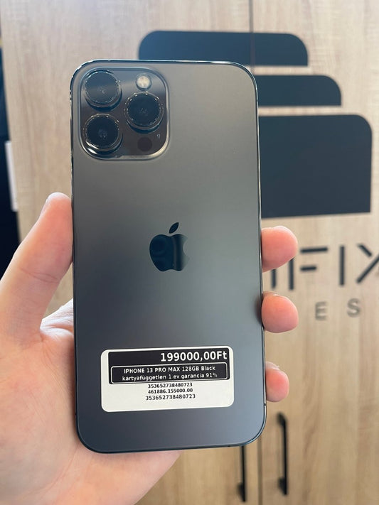 IPHONE 13 PRO MAX 128GB Black kártyafüggetlen 1 év garancia 91% - LCDEAL