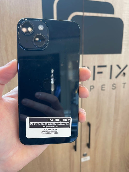 IPHONE 14 128GB BLACK kártyafüggetlen 1 év garancia 88% - LCDEAL