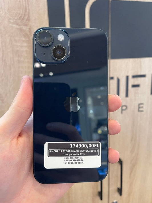 IPHONE 14 128GB BLACK kártyafüggetlen 1 év garancia 97% - LCDEAL