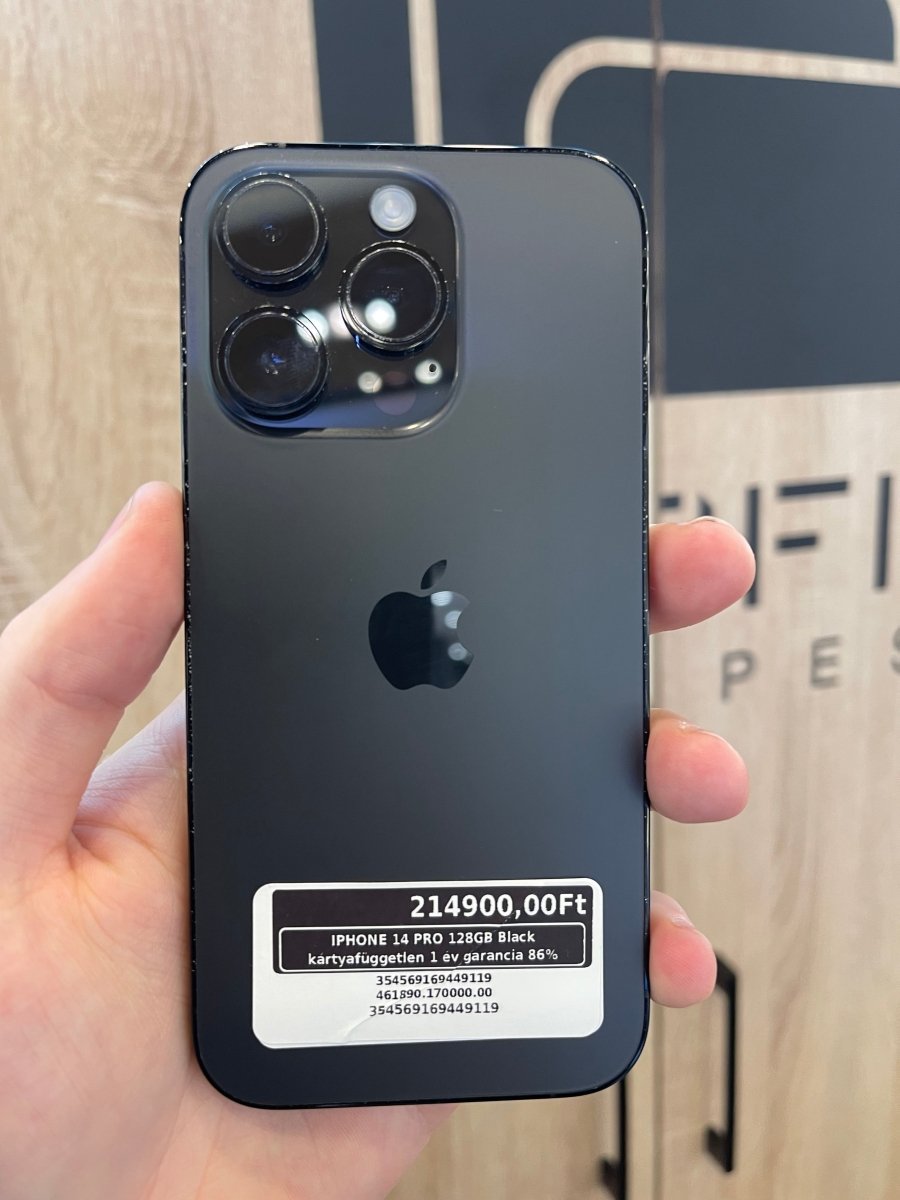 IPHONE 14 PRO 128GB Black kártyafüggetlen 1 év garancia 86% - LCDEAL