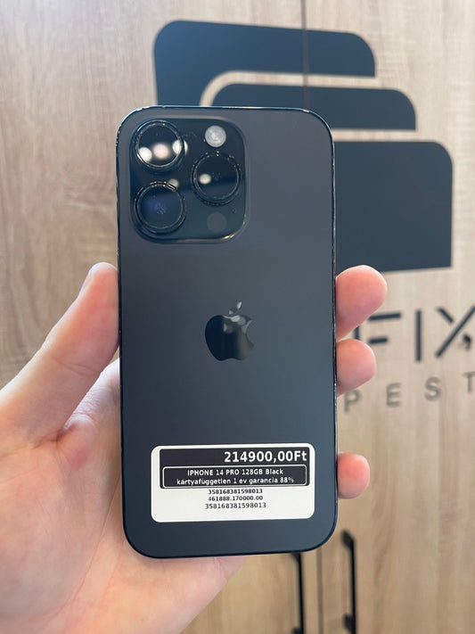 IPHONE 14 PRO 128GB Black kártyafüggetlen 1 év garancia 88% - LCDEAL