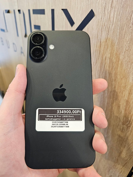 iPhone 16 Plus 128GB Black kártyafüggetlen 1 év garancia - LCDEAL